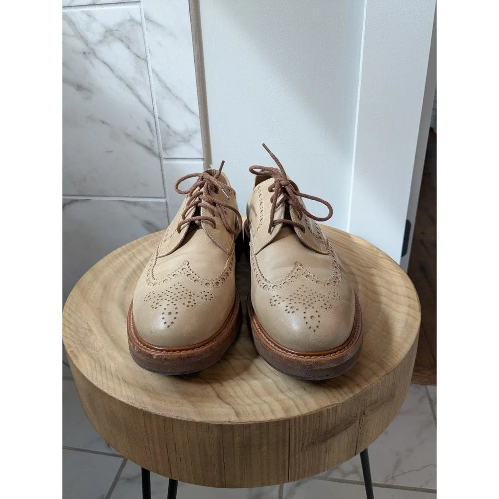 Brunello Cucinelli Tan Leather Wingtip Brogue Oxford Dress Shoes Mens 44/11‎